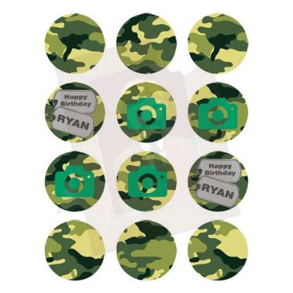 Camo Edible Photo Icing Toppers