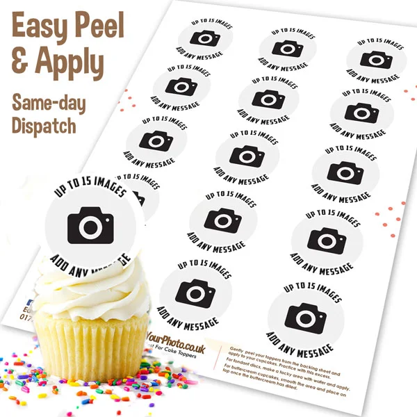 Custom Edible Prints for Easy Cupcake Decoration by EatYourPhoto