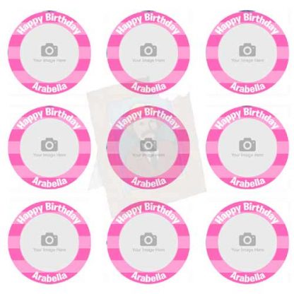 pink striped cupcake toppers