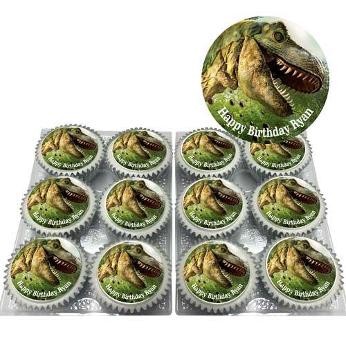 Dinosaur Head Cupcakes with Message