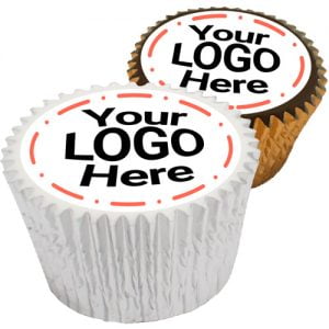 Cupcakes with company logo on