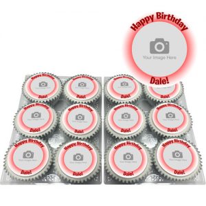 personalised cupcakes with red glow design