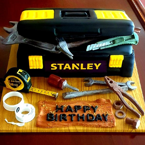 Toolbox cake example with edible photos