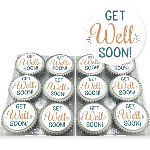 Get well soon message cupcakes