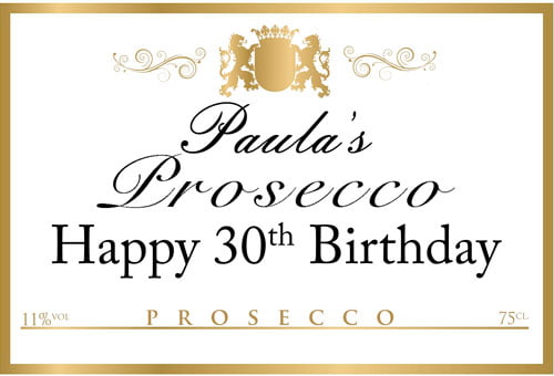 Personalised Prosecco Edible Label next day delivery