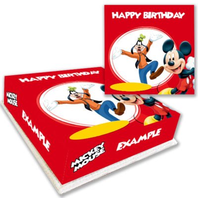 Simple Mickey Mouse Birthday Cake with your own personal message around the sides